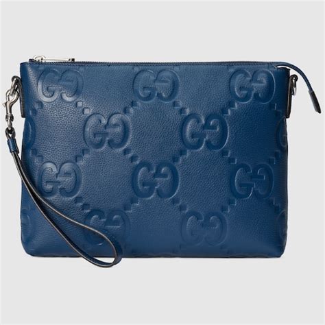 Sac à bandoulière GG jumbo taille moyenne en cuir bleu